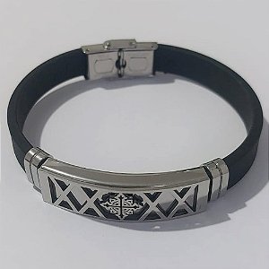 PULSEIRA  EM AÇO INOXIDÁVEL EMBORRACHADA 20CM LARGURA 10MM COM TRAVA DESENHADAS ACPS000383