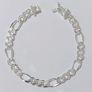 PULSEIRA FOLHEADA A PRATA COM 50 MILÉSIMOS + VERNIZ DIAMOND 19CM 3X1 LARGURA 6MM FECHO GAVETA COM TRAVA DUPLA PRPS000606