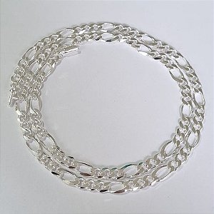 CORRENTE FOLHEADA A PRATA COM 50 MILÉSIMOS + VERNIZ DIAMOND CORRENTE 3X1 68CM LARGURA 6MM FECHO CANHÃO PRCR000057