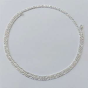 CORRENTE FOLHEADA A PRATA COM 50 MILÉSIMOS + VERNIZ DIAMOND CORRENTE 60CM 3X1 LARGURA 2,5MM PRCR0000057