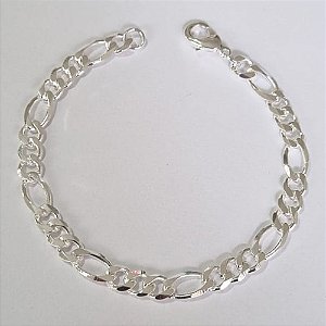 PULSEIRA FOLHEADA A PRATA COM 50 MILÉSIMOS + VERNIZ DIAMOND 18CM 3X1 LARGURA 6MM FECHO LAGOSTA PRPS000614