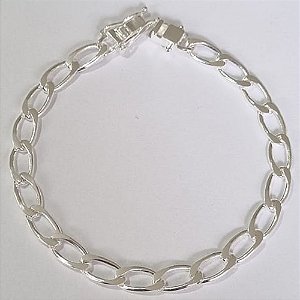 PULSEIRA FOLHEADA A PRATA COM 50 MILÉSIMOS + VERNIZ DIAMOND 18CM LARGURA 6MM FECHO GAVETA TRAVA DUPLA PRPS000615