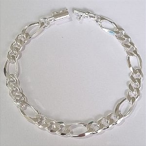 PULSEIRA FOLHEADA A PRATA COM 50 MILÉSIMOS + VERNIZ DIAMOND 18CM 3X1 LARGURA 7MM FECHO CANHÃO PRPS000616