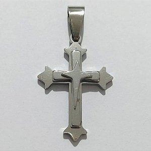 PINGENTE EM AÇO INOXIDÁVEL 316L  3 CRUCIFIXO ALTO RELEVO 27X19MM ACPG000058