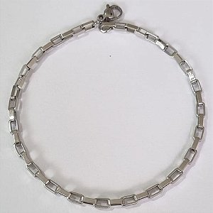 PULSEIRA EM AÇO INOXIDÁVEL TIJOLINHO 20CM LARGURA 1MM FECHO LAGOSTA ACPS000394