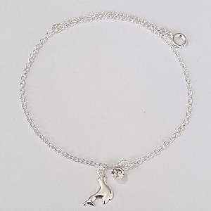 TORNOZELEIRA FOLHEADA A PRATA  COM 50 MILÉSIMOS  + VERNIZ DIAMOND 22CM FOCA E STRASS PRTO000088