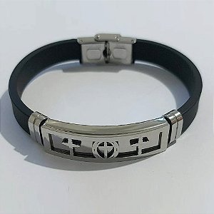 PULSEIRA EM AÇO INOXIDÁVEL EMBORRACHADA 20CM LARGURA 10MM COM TRAVA CRUCIFIXO ACPS000402