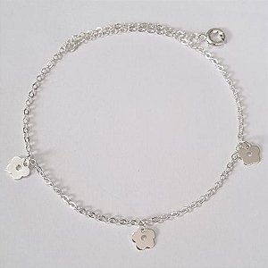 TORNOZELEIRA FOLHEADA A PRATA  COM 50 MILÉSIMOS  + VERNIZ DIAMOND 23CM FLORES PRTO000090