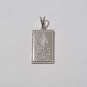 PINGENTE FOLHEADO A PRATA COM 50 MILÉSIMOS + VERNIZ DIAMOND PINGENTE MEDALHA RETANGULAR NOSSA SRA APARECIDA 13X19MM PRPG000048