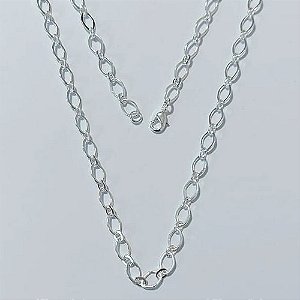 CORRENTE FOLHEADA A PRATA COM 50 MILÉSIMOS + VERNIZ DIAMOND CORRENTE 60CM LARGURA 4MM FECHO LAGOSTA PRCR000111