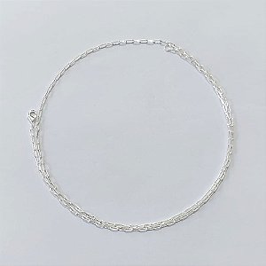 CORRENTE FOLHEADA A PRATA COM 50 MILÉSIMOS + VERNIZ DIAMOND CORRENTE ESTILO CARTIER 60CM LARGURA 1MM PRCR000112