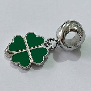 BERLOQUE EM AÇO INOXIDÁVEL 316L PINGENTE TREVO DE 4 FOLHAS 11X11MM ACBQ000010