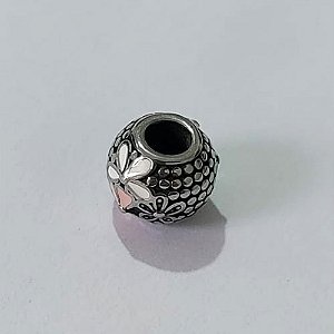 BERLOQUE EM AÇO INOXIDÁVEL 316L REDONDO COM FLORES 9X10MM ACBQ000016