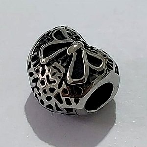 BERLOQUE EM AÇO INOXIDÁVEL 316L FORMATO CORAÇÃO COM LACINHO 11X11MM ACBQ000018