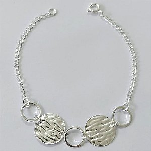PULSEIRA FOLHEADA A PRATA COM 50 MILÉSIMOS + VERNIZ DIAMOND PULSEIRA COM ELEMENTOS VAZADOS E TEXTURAS ORGÂNICAS PRPS000916
