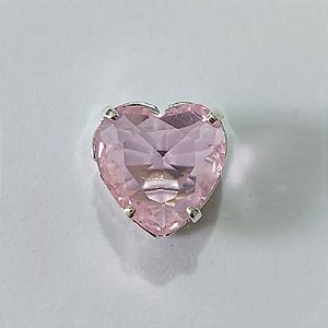 PINGENTE FOLHEADO A PRATA COM 50 MILÉSIMOS + VERNIZ DIAMOND PINGENTE CORAÇÃO EM ZIRCÔNIA ROSA 10X10MM PRPG000049