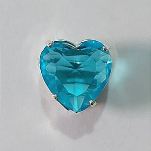 PINGENTE FOLHEADO A PRATA COM 50 MILÉSIMOS + VERNIZ DIAMOND PINGENTE CORAÇÃO EM ZIRCÔNIA AZUL 10X10MM PRPG000051