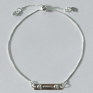 PULSEIRA FOLHEADA A PRATA COM 50 MILÉSIMOS + VERNIZ DIAMOND INFANTIL AJUSTÁVEL COM CHAPINHA DESENHADA PRPS000935