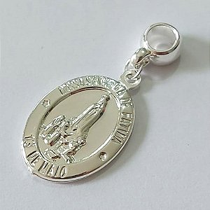 BERLOQUE FOLHEADO A PRATA COM 50 MILÉSIMOS + VERNIZ DIAMOND NOSSA SENHORA DAS GRAÇAS 17MM (UNIDADE) PRBQ000141