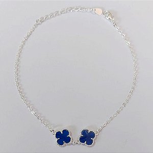 PULSEIRA FOLHEADA A PRATA COM 50 MILÉSIMOS + VERNIZ DIAMOND 18CM COM 2 TREVOS LILÁS BRILHANTES 10MM + EXTENSOR FECHO LAGOSTA PRPS000948