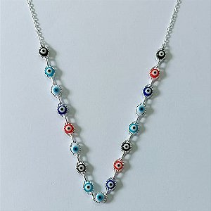 SHOCKER FOLHEADA A PRATA COM 50 MILÉSIMOS + VERNIZ DIAMOND 40CM OLHO GREGO COLORIDOS FECHO LAGOSTA + EXTENSOR PRSH000150