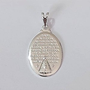 PINGENTE FOLHEADO A PRATA COM 50 MILÉSIMOS + VERNIZ DIAMOND PINGENTE MEDALHA OVAL NOSSA SRA APARECIDA 20X13MM PRPG000057
