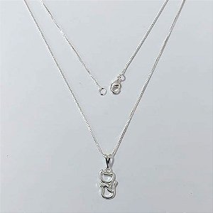 GARGANTILHA FOLHEADA A PRATA COM 50 MILÉSIMOS + VERNIZ DIAMOND CORRENTE VENEZIANA 45CM PINGENTE GATINHO COM MICRO ZIRCÔNIA 8MM PRGG001257