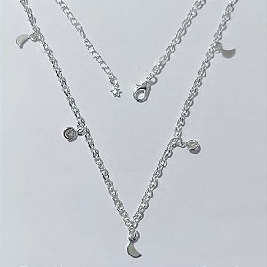 SHOCKER FOLHEADA A PRATA COM 50 MILÉSIMOS + VERNIZ DIAMOND 35CM LUAS E PEDRA CRISTAL BRANCA - FECHO LAGOSTA + EXTENSOR PRSH000157