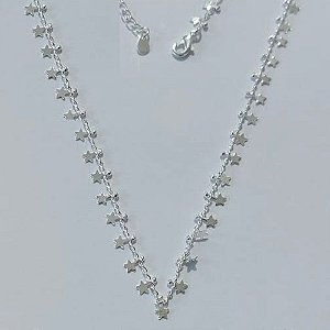 SHOCKER FOLHEADA A PRATA COM 50 MILÉSIMOS + VERNIZ DIAMOND 40CM ESTRELINHAS - FECHO LAGOSTA + EXTENSOR PRSH000157