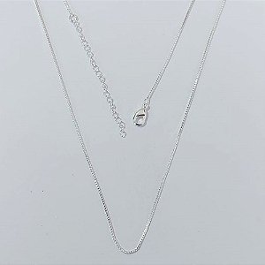 CORRENTE FOLHEADA A PRATA COM 50 MILÉSIMOS + VERNIZ DIAMOND VENEZIANA 45CM + EXTENSOR FECHO LAGOSTA PRCR000150