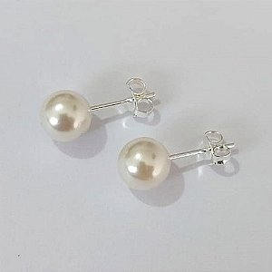 BRINCO FOLHEADO A PRATA COM 50 MILÉSIMOS + VERNIZ DIAMOND PINO PÉROLA 7MM PRBR001008