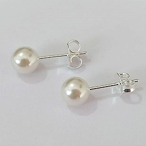 BRINCO FOLHEADO A PRATA COM 50 MILÉSIMOS + VERNIZ DIAMOND PINO PÉROLA 5MM PRBR001009