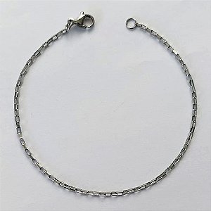 PULSEIRA EM AÇO INOXIDAVEL (ACO1012) - CORRENTE TIJOLINHO LARGURA 1,5MM - TAMANHO: 23CM - FECHO LAGOSTA - ACPS000495