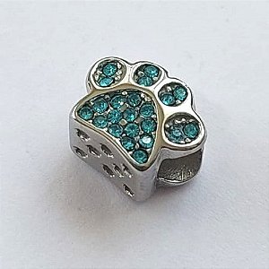BERLOQUE EM AÇO INOXIDÁVEL 316L PATINHA COM ZIRCÔNIAS AZUIS - COMPOSIÇÃO 100% AÇO INOXIDÁVEL (AÇO1052) ACBQ000030