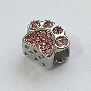 BERLOQUE EM AÇO INOXIDÁVEL 316L PATINHA COM ZIRCÔNIAS ROSAS - COMPOSIÇÃO 100% AÇO INOXIDÁVEL (AÇO1051) ACBQ000031