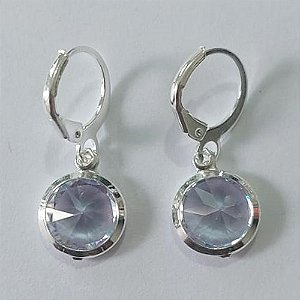 BRINCO FOLHEADO A PRATA COM 50 MILÉSIMOS + VERNIZ DIAMOND ARGOLA DE PRESSÃO COM ZIRCÔNIA CRISTAL 11MM PRBR001036