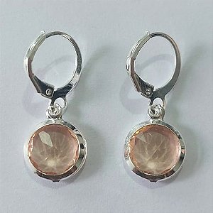 BRINCO FOLHEADO A PRATA COM 50 MILÉSIMOS + VERNIZ DIAMOND ARGOLA DE PRESSÃO COM ZIRCÔNIA SALMÃO 11MM PRBR001037