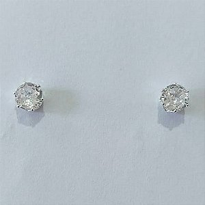 BRINCO FOLHEADO A PRATA COM 50 MILÉSIMOS + VERNIZ DIAMOND REDONDO CRISTAL 6MM PRBR001045