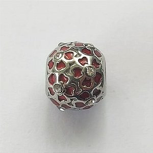 BERLOQUE EM AÇO INOXIDÁVEL 316L REDONDO COM ZIRCÔNIAS VERMELHAS E CRISTAIS 10MM (BQ002548) - COMPOSIÇÃO 100% AÇO INOXIDÁVEL (AÇO1056) ACBQ000039
