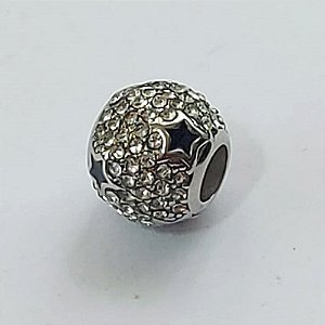 BERLOQUE EM AÇO INOXIDÁVEL 316L REDONDO CRAVEJADO EM MICROS ZIRCÔNIAS E ESTRELAS 10MM (BQ002186 ) - COMPOSIÇÃO 100% AÇO INOXIDÁVEL - AÇO1098 ACBQ000045