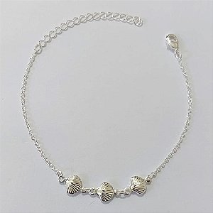 PULSEIRA FOLHEADA A PRATA COM 50 MILÉSIMOS + VERNIZ DIAMOND 17CM CONCHAS PRPS001008