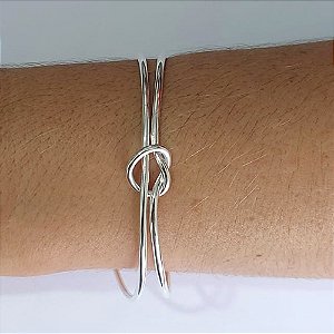 PULSEIRA (BRACELETE) FOLHEADA A PRATA COM 50 MILÉSIMOS + VERNIZ DIAMOND BRACELETE DUPLO NÓ PRPS001009