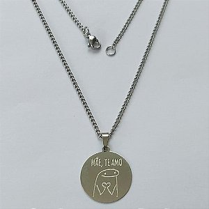 GARGANTILHA EM AÇO INOXIDÁVEL - (AÇO01) GARGANTILHA COM PINGENTE REDONDO "MÃE, TE AMO" - TAMANHO 45CM - FECHO LAGOSTA - COMPOSIÇÃO: AÇO INOXIDÁVEL - ACGG000182