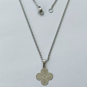 GARGANTILHA EM AÇO INOXIDÁVEL - (AÇO01) GARGANTILHA COM PINGENTE TIPO VAN CLEFF - TAMANHO 45CM - FECHO LAGOSTA - COMPOSIÇÃO: AÇO INOXIDÁVEL - ACGG000184