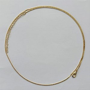 CORRENTE FOLHEADA A OURO - BANHADO COM 5 MILÉSIMOS + VERNIZ DIAMOND - CORRENTE VENEZIANA 40CM + EXTENSOR - FECHO LAGOSTA (OURO073) OUCR000037