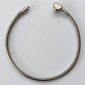 PULSEIRA EM AÇO INOXIDÁVEL - PULSEIRA TIPO PANDORA COM FECHO CORAÇÃO - TAMANHO 20CM - COMPOSIÇÃO: AÇO INOXIDÁVEL "ATENÇÃO PULSEIRA NÃO COMPATÍVEL COM NOSSOS BERLOQUES AVULSOS" (AÇO1148) ACPS000529