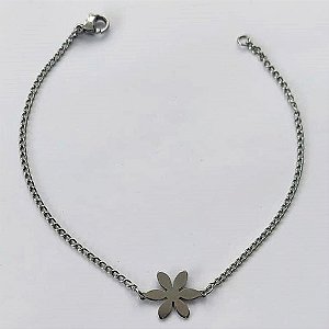 PULSEIRA EM AÇO INOXIDÁVEL - (AÇO01) PULSEIRA EM AÇO INOXIDÁVEL 1MM COM PINGENTE FLOR 11MM - TAMANHO: 18CM E FECHO LAGOSTA - ACPS000551