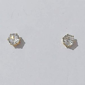 BRINCO FOLHEADO A OURO - BANHADO COM 5 MILÉSIMOS + VERNIZ DIAMOND - BRINCO DE PINO ZIRCÔNIA 5MM OURO118- OUBR000162