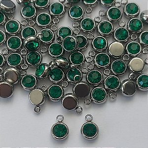 ACESSÓRIOS EM AÇO INOXIDÁVEL - PINGENTE SOLITÁRIO COM PEDRA EM ZIRCÔNIA VERDE 6MM - ACAC000028