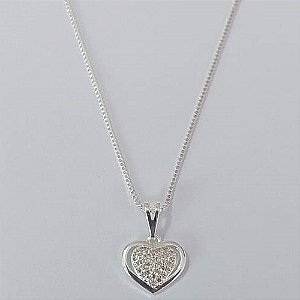 GARGANTILHA FOLHEADA A PRATA COM 50 MILÉSIMOS + VERNIZ DIAMOND CORRENTE VENEZIANA 42CM CORAÇÃ CRAVEJADO COM MICRO ZIRCÔNIAS 6MM PRGG001355